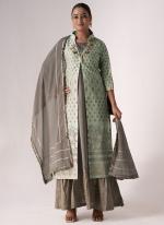 Art Silk Sea Green Festival Wear Embroidery Work Indo Western